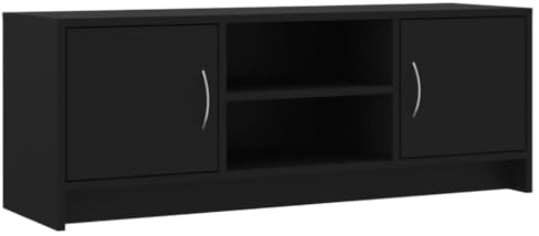 vidaXL Meuble TV Noir 102x30x37,5 cm Bois d'ingénierie, Support TV, Armoire média, Armoire HiFi, unité TV, Meuble multimédia, Meuble latéral, Buffet