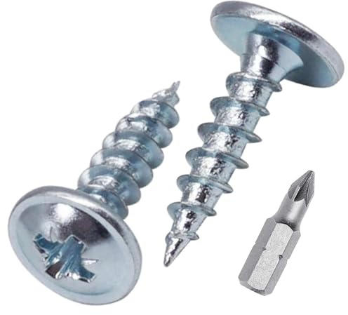 SKIR'CO (100 piezas) Tornillos para madera de acero galvanizado de 3,0 x 12 mm, tornillos para metal, cabeza de oblea, Pozidriv, autorroscantes