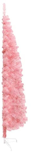 Homgoday Árbol de Navidad Artificial para Esquina,Árbol de Navidad 120cm/150cm/180cm/210cm/240cm, de PVC difícilmente inflamable, Montaje rápido, Plegable, Incluye Soporte de Metal Rosa 240 cm