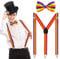BOFUNX LGBTQ Kostüm Accessories, Regenbogen Hosenträger und Fliege Pride Outfit für Karneval Mottoparty Herren Damen Regenbogen Kostüm Zubehör