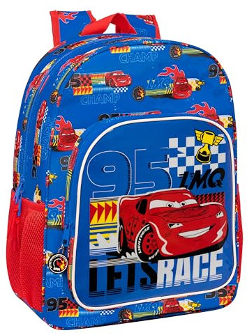 Safta CARS RACE READY - Mochila Escolar Niño, Mochila Niño, Mochila Infantil, Adaptable a Carro, Ideal para Niños en Edad Escolar, Cómoda y Versátil, Resistencia, 33x14x42 cm, Color Azul Eléctrico