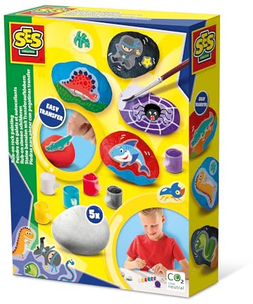 SES Creative 14289 Dinosaur Steine bemalen mit Transferaufklebern, diverse Farben