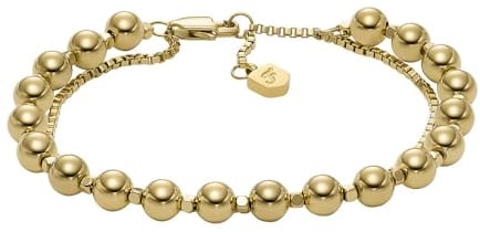 Fossil Damenarmband aus Edelstahl oder Messing mit Karabiner- oder Schieberverschluss, Helles Goldgelb