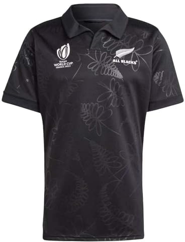 2023 Weltmeisterschaft RWC New Zealand All Blacks, Rugby-Trikot, Rugby-T-Shirt-Poloshirt, Herren-Matchtraining-Fußballtrikot (Color : Black, Size : M)