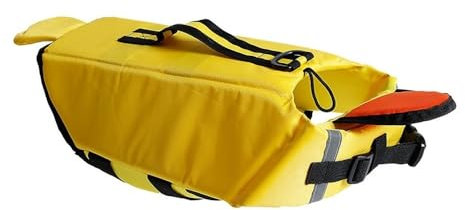 LYCICILI schwimmweste Hund mittel Verstellbare Schwimmweste for Hunde, Lebensretter for Hunde, Heimtierbedarf, Haifischwesten for Schwimmbad, Strand, Bootfahren (Color : Yellow, Size : L)