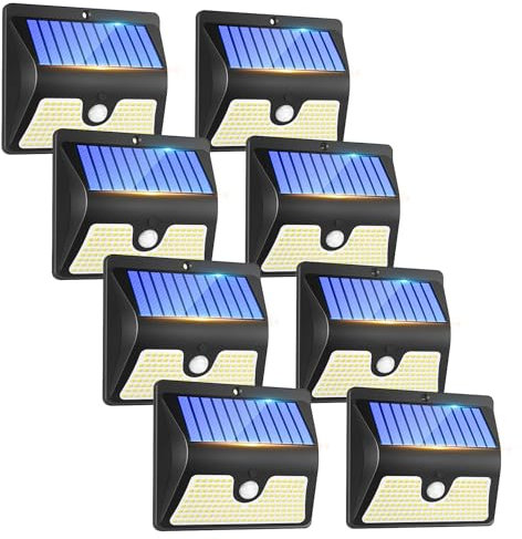 Security Lights Outdoor Motion Sensor - 150 LED Solar Powered Security Light Outside Garden Fence Lights Waterproof Wall Lighting 3 Modes Solar Pir Light for Door Yard Garage