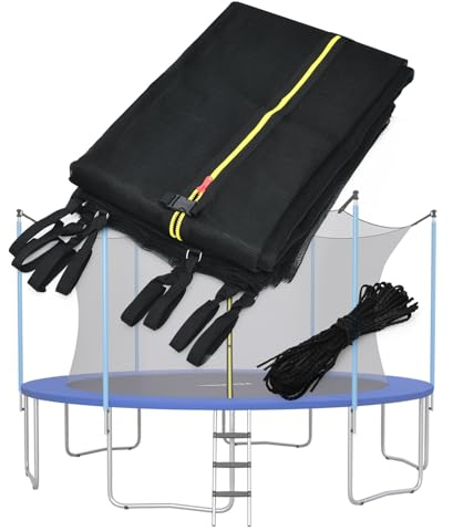 LIFEZEAL Sicherheitsnetz innenliegend für Trampolin, Gartentrampoline Ersatznetz mit Reißverschluss & Schnallen, Trampolinersatznetz Fangnetz für 6/8 Stangen, Netzhöhe 180 cm (Ø 366 cm)