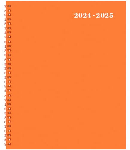 Monatsplaner 2025 - Monatsplaner/Kalender 2025, Juli 2024 - DEC 2025, 18 Monatskalender Planer mit Registerkarten - Kontakte + Passwörter + doppelseitige Tasche (22,9 x 27,9 cm, orangefarbenes Design)