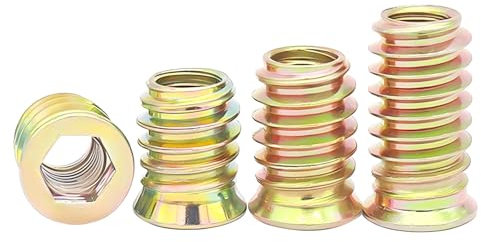 Qrity 20 Stück Gewindeeinsätze Muttern, Einschraubmutter, M5x12mm Gewindeeinsatzmuttern, Einschraubmuffen, Gewindeeinsatz für Holzmöbel