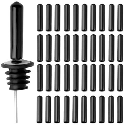50Pcs Speed Pourer Caps, Liquor Pourer Cap Rubber Bottle Pour Dispenser Spout Dust Covers, Rubber Bottle Pourer Cover for Olive Oil Liquor Vinegar Bottles