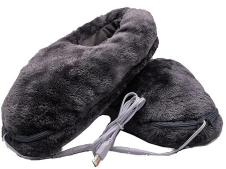 USB Heated Foot Warmers Heat Slippers Heating Pad for Feet Warmers Keep Foot Warm Cold Relief for for Home Office Bedroom (Grey)