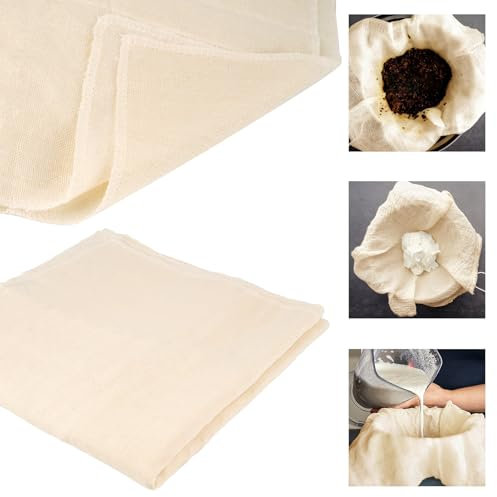 Tikplus Muslin Cloths for Cooking, 4 Pack 50x50cm Cheese Cloth, Reusable Soft Cheesecloth for Straining, Cotton Cloth Food Strainer, Muslin Clothes Weave Fabric Filter for Straining, Cooking, Baking