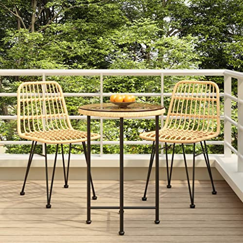 AUVYI 3-TLG. Patio-Essgruppe Braun Poly Rattan Bistroset mit 2 Stühlen + Tisch Balkonset mit Fußkappen Ausgestattet Terrassenmöbel Robuster und Stabiler Rahmen Kleine Lounge