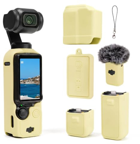 TYUANDOUER Protective Case for DJI Osmo Pocket 3 / Xtra Muse Camera, Soft Silicone Cover with Screen & Mic Protection, Lightweight, Anti-Scratch, Slim Fit Skin Accessories for Pocket 3 - Yellow
