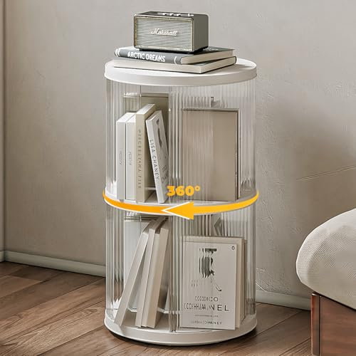 Zream Drehbares Bücherregal mit 2 Etagen, drehbares Bücherregal, Turm, drehbares Bücherregal, rundes Bücherregal für kleinen Raum, drehbares Bücherregal für Spielzimmer, Schlafzimmer, Wohnzimmer