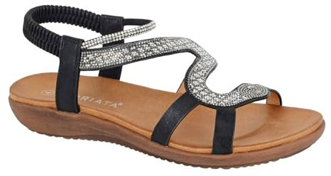 Cipriata L656A-4 Womens Elasticated Sling Back Sandal Black size 4