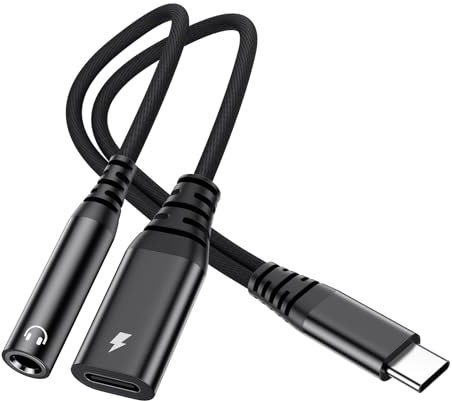 Adaptateur USB C vers jack 3.5 2 en 1 Type C pour casque A Adaptateur audio USB C Aux avec puce DAC pour iPhone 16/15 Plus Pro Max, Samsung Galaxy S25 S24 S23 S22 S21 Ultra, i-Pad Pro et appareils de