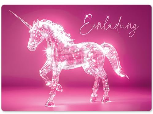 beriluDesign 12 Einladungskarten Einhorn zum Kindergeburtstag - Geburtstagseinladung Unicorn (Einhorn)