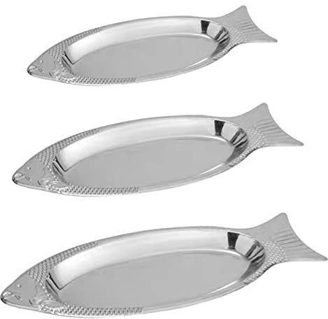 GRIRIW 3stücke Fisch Servierteller Aufbewahrungstablett Für Abendessen Küchengeräte Mit Mikrowellen-backofen-dampfgarereinigung Einfach Zu Reinigen