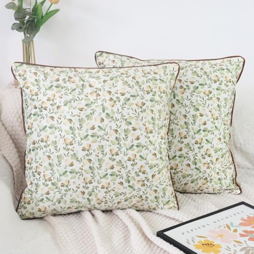 NIULAA Luxus Samt Kissenbezug 50x50 Floral Kissenbezüge 2er Set Weich Quadratisch Dekokissen Gänseblümchen Deko Sofakissen Aesthetic Kissen Landhausstil Pillow Cover