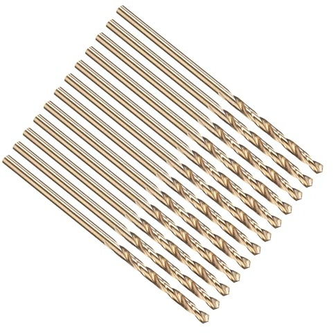 PATIKIL 1mm Drill Bit, Jobber Straight Shank M35 Cobalt 5% High-Speed Steel 135° Gold Finish for Stainless Steel Hard Metal - 12 Pack