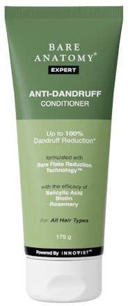 Bare Anatomy Anti Dandruff Conditioner | Salicylic Acid, Biotin & Piroctone Olamine | Controls Flakes & Scalp Itch | Sulphate Free | 175ml