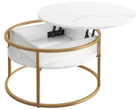 Vicco Couchtisch Marlo, Weiß/Gold, 77 x 77 cm