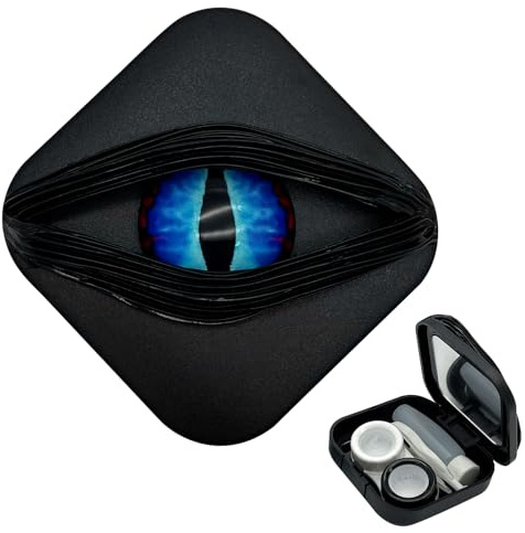 LADYPONYCSC Spooky Halloween Dragon Eye Contact Lens Case - Hard Shell Waterproof Storage Box for Costume, Cosplay & Party - 1 Pack Secure Holder for 1 Pair Lens