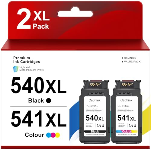 PG-540XL CL-541XL Druckerpatronen für Canon 540 541, 2er Pack | Schwarz & Farbe, XL Hohekapazität, Kompatibel mit Canon TS5150, MG 2150 2250 3100, MX 375 435