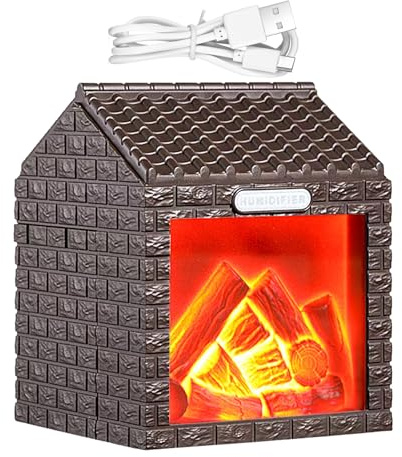 Luftbefeuchter für Kamin, Aromatherapie mit Feuerflamme, 15 cm, Zerstäubung durch kalten Nebel, dekorativ für den Schreibtisch, entspannend, Schlafzimmer, Spa, Büro, Yoga, Lesen von Wasserluft