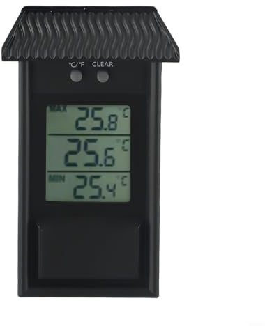 Digital Greenhouse Thermometer with Min Max Temperature Recorder, Indoor Outdoor Wall Mount Temp Gauge for Garden Conservatory Home Nursery, Digital Display(black)