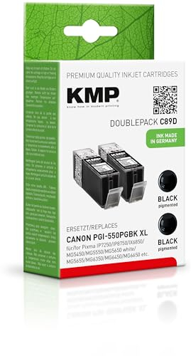 KMP Tintenpatrone passend für Canon PGI550PGBKXL Black Doublepack - C89D - für Canon Pixma IP 7200 7240 7250 8700 8720 8750, IX 6800 6820 6850... etc.