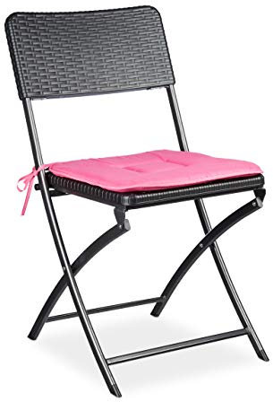 Relaxdays Klappstuhl BASTIAN, Gartenstuhl klappbar HBT 82 x 44 x 50 cm, Balkonstuhl, Rattan-Optik, schwarz (1er Pack)