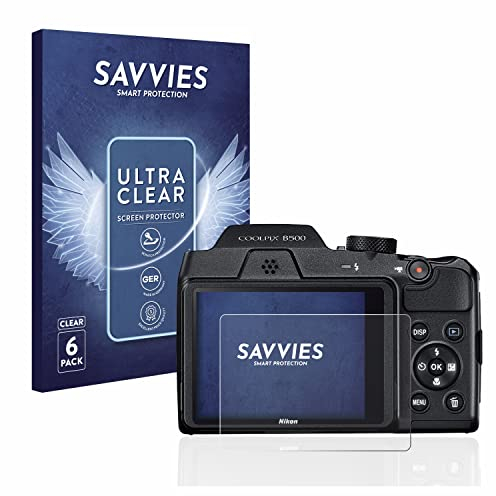 Savvies 6 Stück Schutzfolie für Nikon Coolpix B500 Displayschutz-Folie Ultra-Transparent