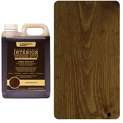 Littlefair's Holzlasur 5ltr - Holzlasur Innen - Holz Lasur Für Natürliche Holzmaserung - Wasserbasierte Wood Stain - Schnell Trocknend & Umweltfreundlich - Farbe: Dunkler Walnuss