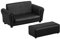HOMCOM Kids Sofa Bed Kids Twin Sofa Toddler Chair 2 Seater Twin Sofa Chair Boys Girls Couch w/Footstool (Black)