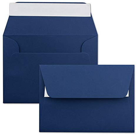 150x Briefumschläge Nachtblau/Dunkel-blau DIN C6 Format 11,4 x 16,2 cm - Haftklebung - Kuverts ohne Fenster - Weihnachten, Grußkarten & Einladungen - Für A6 & A4 Papier