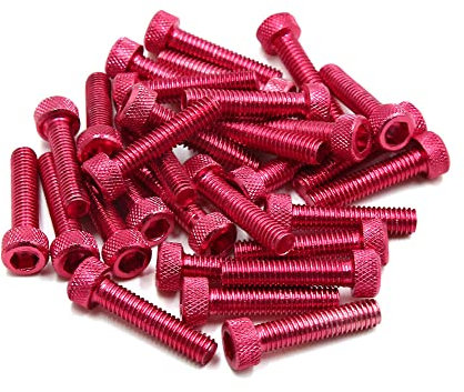 sourcing map Rouge M6 x 30mm Vis Six pans Creux Moto Fixation ecrou Boulon 30pcs