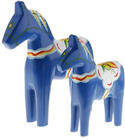 Tubayia 1 Paar Holz Schweden Pferd Dalapferd Figuren Skulptur Haus Dekoration Geschenk
