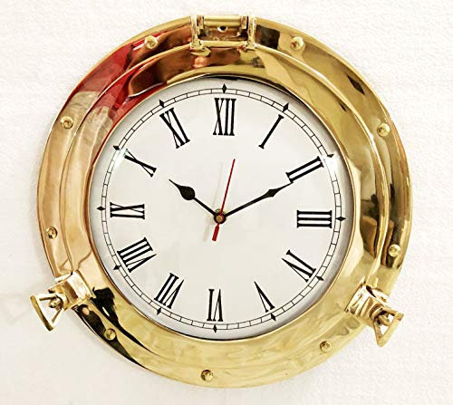 17 Antique Marine Solid Brass Ship Porthole Analog Clock Nautical Wall Clock Home Decor
