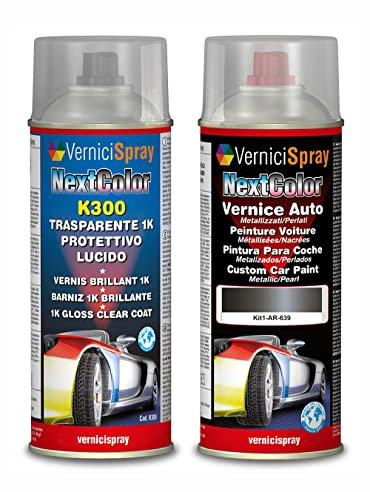 Kit Vernice Auto Spray compatibile con ALFA ROMEO 147 639 GRIGIO LIPARI/KAFLA MET. Trasparente Lucido kit ritocco vernice metallizzata 400+400 ml di Vernice Spray Graffi Auto