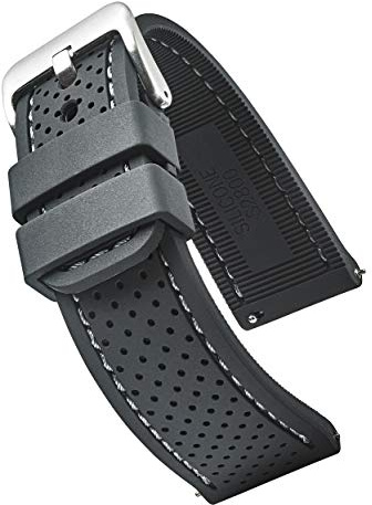Alpine Sporty Silicone Watch Band | Waterproof Quick Release Rubber Watch Strap| Black/Grey Lightweight & Adjustable Silicone Watch Band Man |20mm Rubber Watch Strap Compatible with Regular & Smart Watches