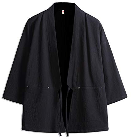 Seidarise Men's Kimono Traditional Japanese Clothing Male Cardigan Noragi Jacket Yukata Coat Haori
