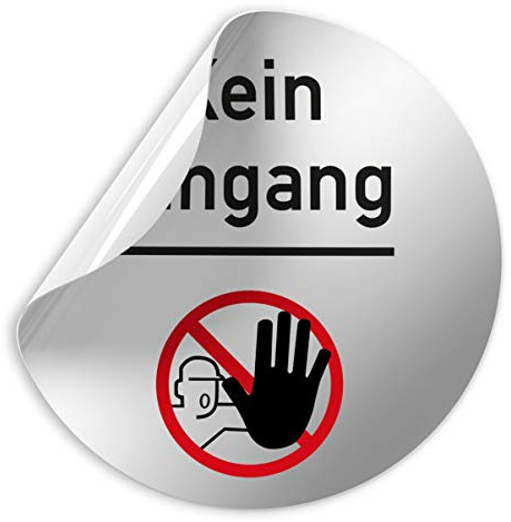 Kinekt3d Leitsysteme Folienschild Schild - Kein Eingang Rot Stop - D = 100 mm PVC Silber - Robuste Kratzfeste Folie - UV beständig - Perfekt für Glastüren und alle glatten Flächen