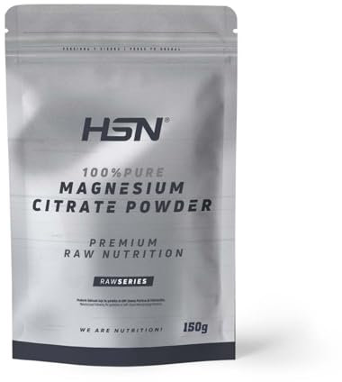 HSN Citrato de Magnesio en Polvo (310mg Mineral Elemental) | Sabor Neutro 150g = 75 Servicios | 100% Puro Magnesio Sin Añadidos ni Excipientes | No Incluye Dosificador | No-GMO, Vegano, Sin Gluten