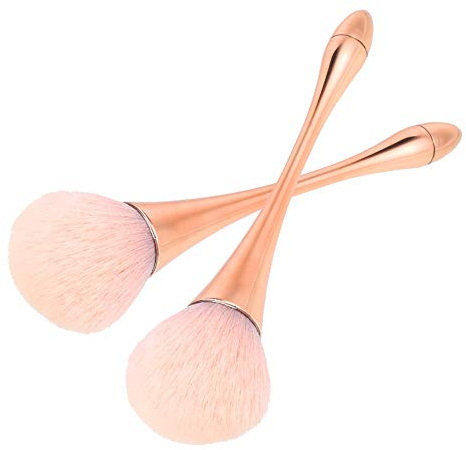 Popuppe 2 Pièces Pinceau Fluffy Teint Pinceau Poudre Libre Pinceau à Blush Pinceau Fond de Teint Fluide Gros Pinceau à Poudre Pinceau Fond De Teint Professionnel Pinceaux pour Blush Et Surligneur