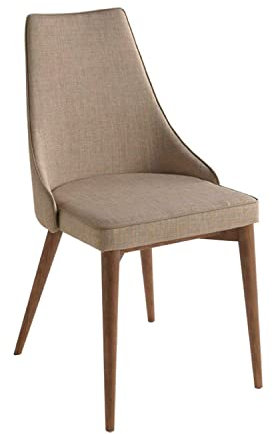 Angel Cerdá - Chaise de Salle à Manger Rembourrée en Tissu Marron avec Pieds en Bois de Noyer- Confort et Élégance pour Les Salons, Salles à Manger et Cuisines - 50 x 60 x 91 cm