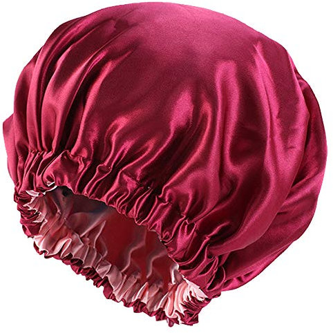 Satin Bonnet Silk Bonnet Hair Bonnet for Sleeping-Slouchy Beanie Hat Satin Sleep Cap for Women's Natural & Curly Hair(Red)