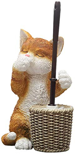 WLVG Toilettenbürste Entzückende Katze Toilettenbürsten-Set Kreatives Badezimmer Exquisite handbemalte weiche Pelz-Toilettenbürstenhalter Basis Toilettenbürstenhalter Toilettenbürstenhalter