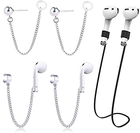 XHBTS Airpod 2 Pairs EarringsAnti Lost Earring Strap for Airpods Anti Lost Strap for Airpods Pro, Wireless Earhooks Earbuds Earphone Holder Connector